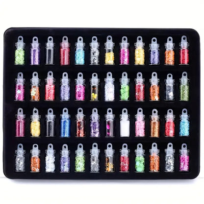 Mini Glitter and Sequins Set – Mini Bottles for Nail Art, Crafts, Resin & More