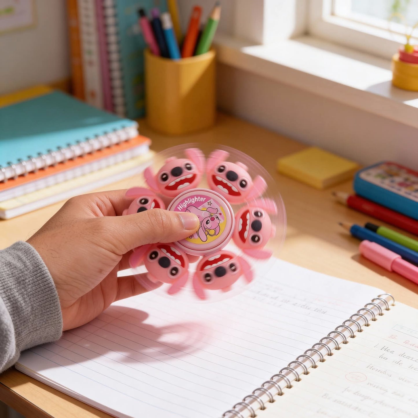 Premium Character Stitch Gyro Markers Highlighter Pen Set