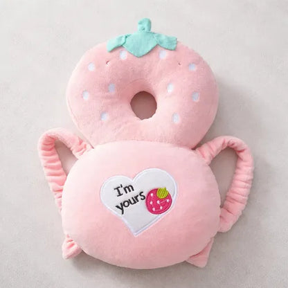 Baby Girl Strawberry Head Protector With Stretchable Straps