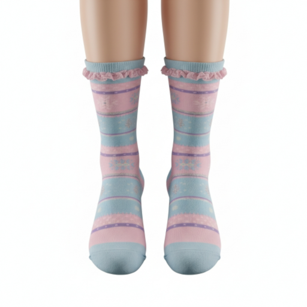 Frill Glittery Pastel Socks – For Age 6 Till Adults