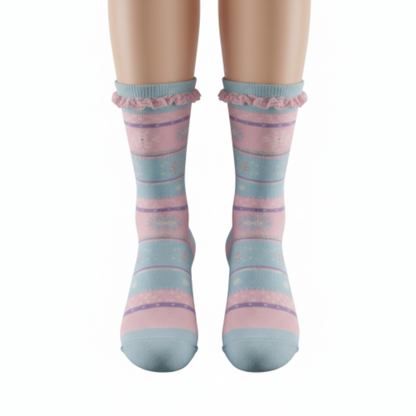 Frill Glittery Pastel Socks – For Age 6 Till Adults