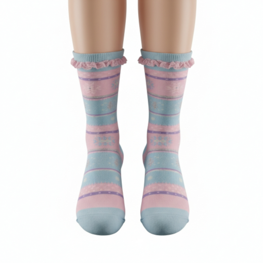 Frill Glittery Pastel Socks – For Age 6 Till Adults