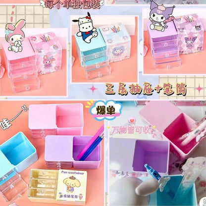 Sanrio Cute Multi-Functional Pen Holder Organiser with Drawers