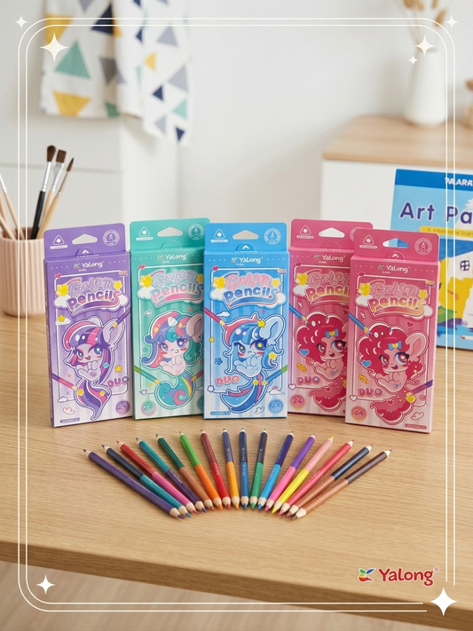 Yalong Duo-Color 24-Shade Colour Pencils Set – Magical Pony Edition