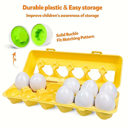 12 Eggs Color And Shape Matching | Educational Toy For Kids