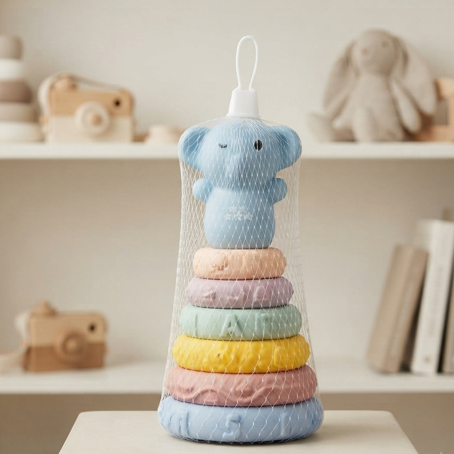Silicon Elephant Rings Stacking Tower Educational Toy
