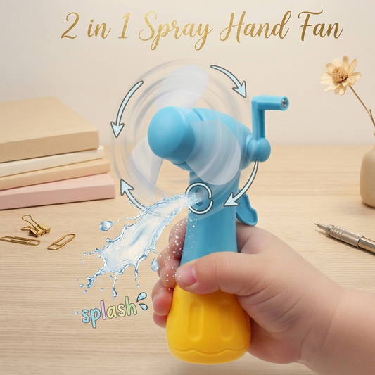 2-in-1 Manual Hand Fan With Water Spray