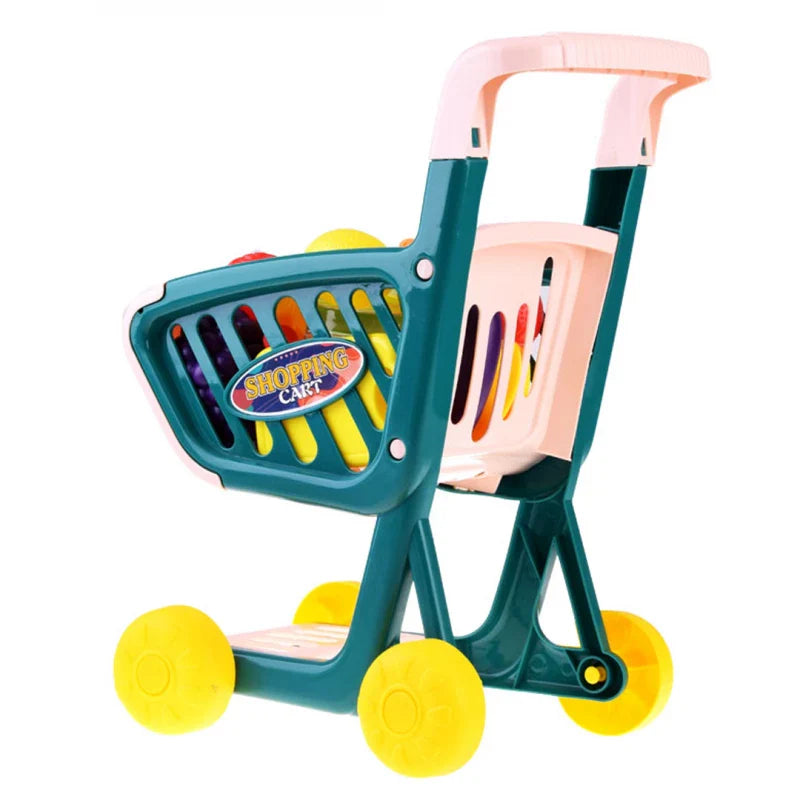 Kids 24 Pcs Supermarket Shopping Trolley Cart