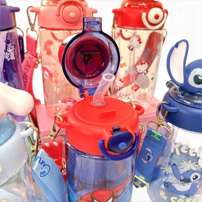 Kids 3d Disney & Sanrio Characters Water Bottles | 650 ml With Strap