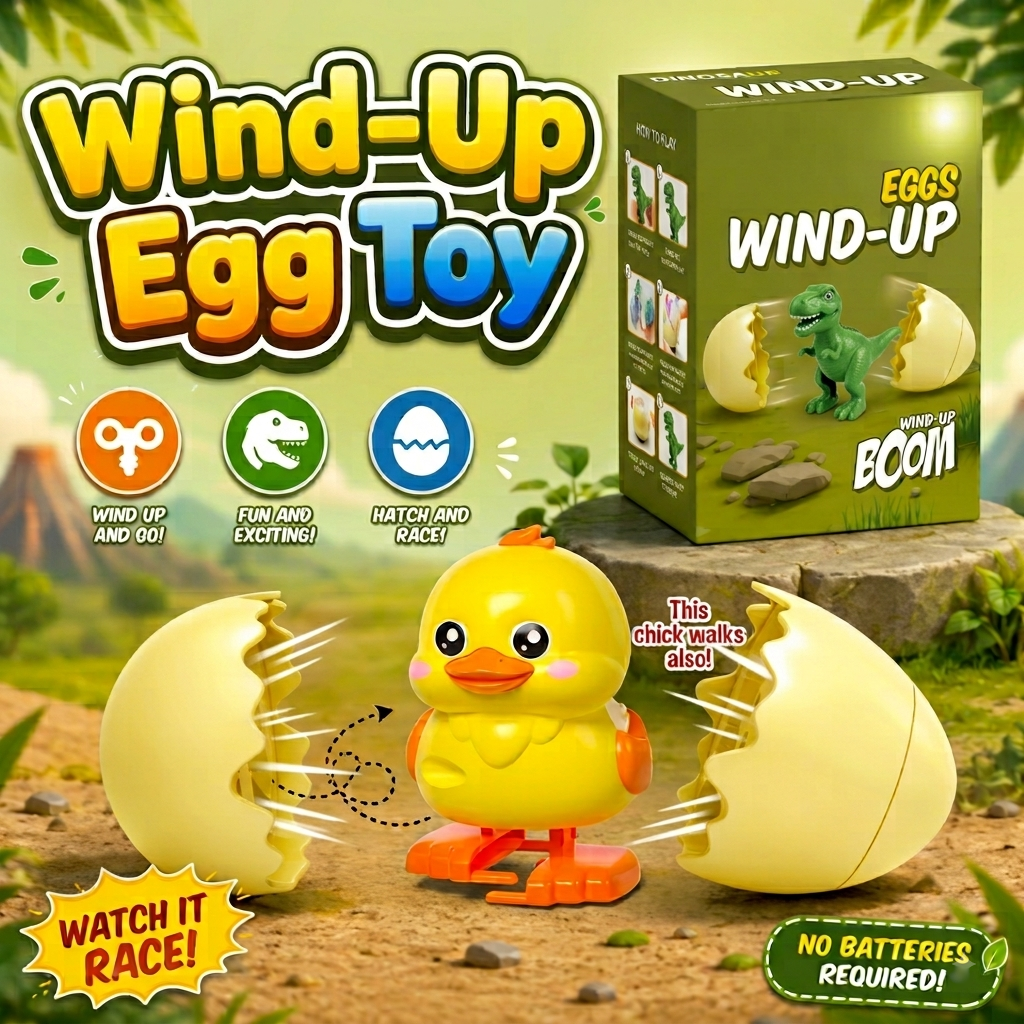 Wind Up Automatic Eggs Hatching Toy With Walking Chick and Dinosaur